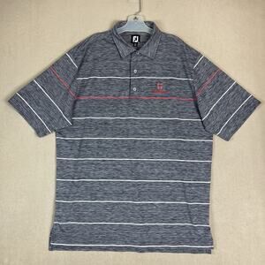 FootJoy‎ Polo Shirt Mens XL Gray Striped Performance Golf Regular Fit Stretch